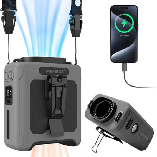 10000mAh Waist Fan Wearable Waist Fan 5 Speeds & Light 40H Hands-Free